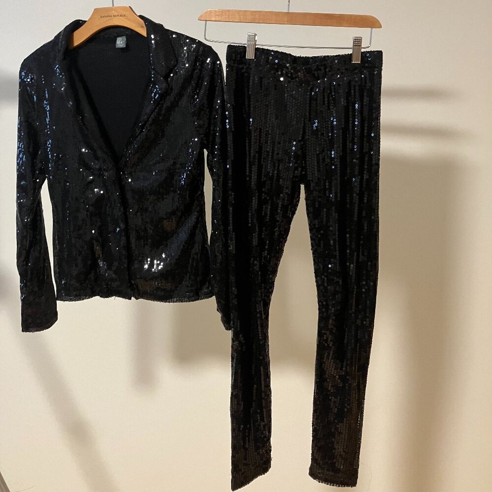 Black Sequence pants and jacket